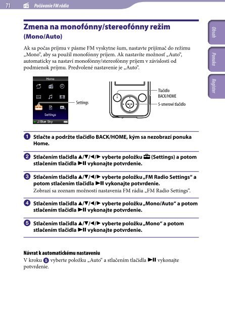 Sony NWZ-E435F - NWZ-E435F Istruzioni per l'uso Slovacco