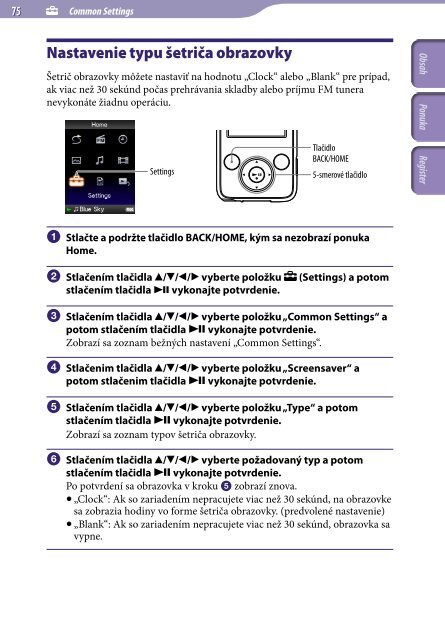 Sony NWZ-E435F - NWZ-E435F Istruzioni per l'uso Slovacco