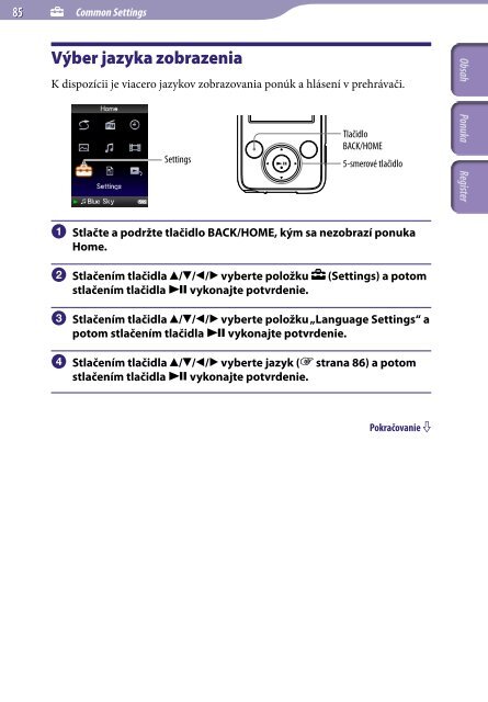 Sony NWZ-E435F - NWZ-E435F Istruzioni per l'uso Slovacco