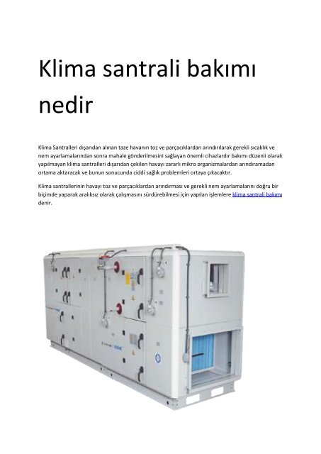 Klima santrali bakımı nedir