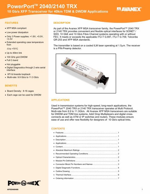 PowerBit™ SD-40 40 Gb/s Intensity Modulator