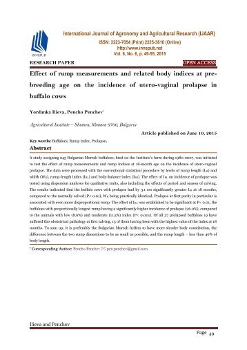 Effect of rump measurements and related body indices at prebreeding age on the incidence of utero-vaginal prolapse in buffalo cows