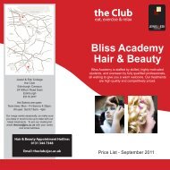 the Club Bliss Academy Hair & Beauty - Jewel and Esk College