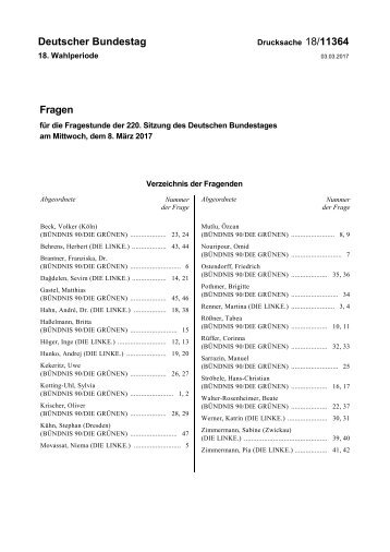 Deutscher Bundestag 18/11364 Fragen