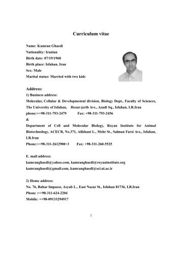 Curriculum vitae - Royan Institute