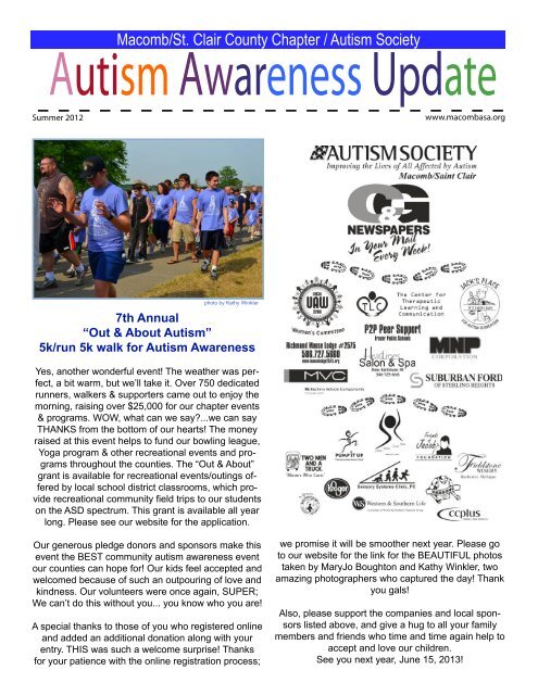 Summer Newsletter 2012 - Macomb St. Clair Autism Society of ...