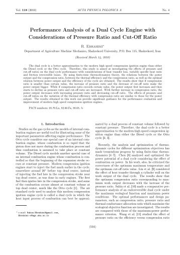 Performance Analysis of a Dual Cycle Engine with Considerations of ...