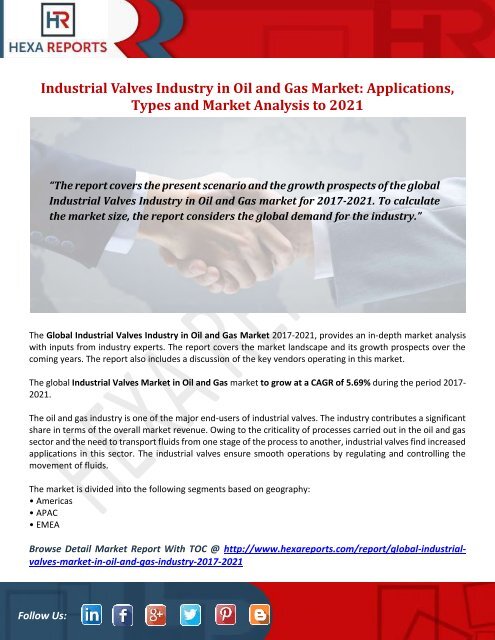 Industrial Valves Industry in Oil and Gas Market Applications, Types ...
