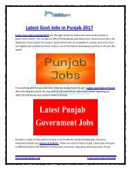 Latest Govt Jobs in Punjab 2017