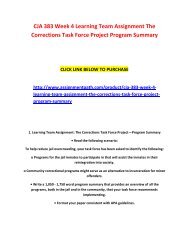 CJA 383 Week 4 Learning Team Assignment The Corrections Task Force Project Program Summary