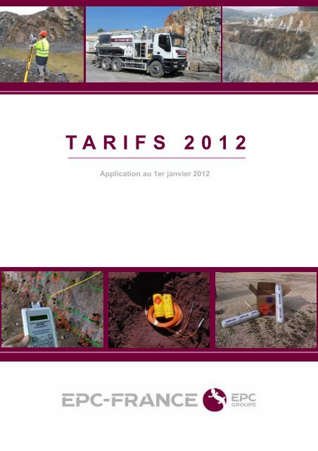 Tarifs 2012 et conditions générales de vente EPC