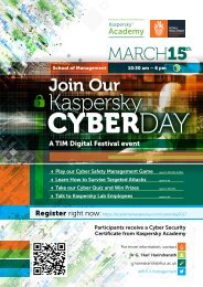 Kaspersky Cyberday invitation at the School of Management