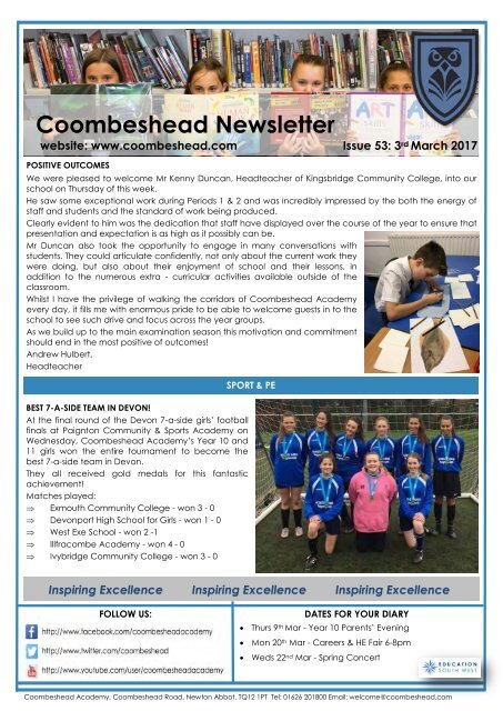 Coombeshead Academy Newsletter - Issue 53