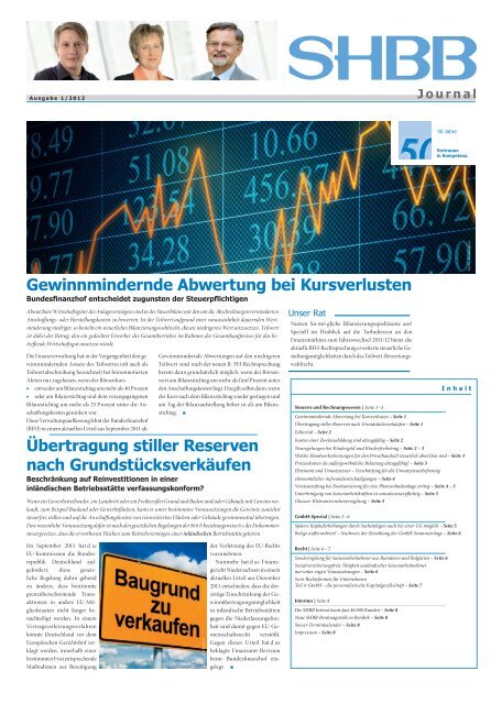 SHBB Journal (Ausgabe 01/2012) - SHBB ...