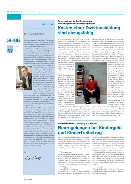 SHBB Journal (Ausgabe 01/2012) - SHBB ...