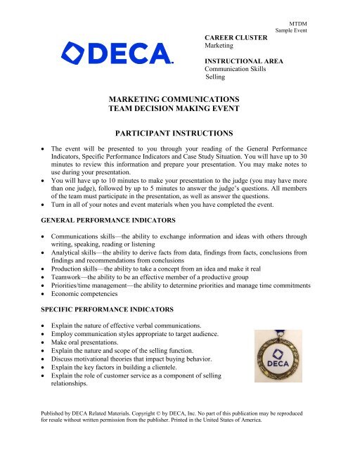 Marketing Munications Team Decision Making Event Deca