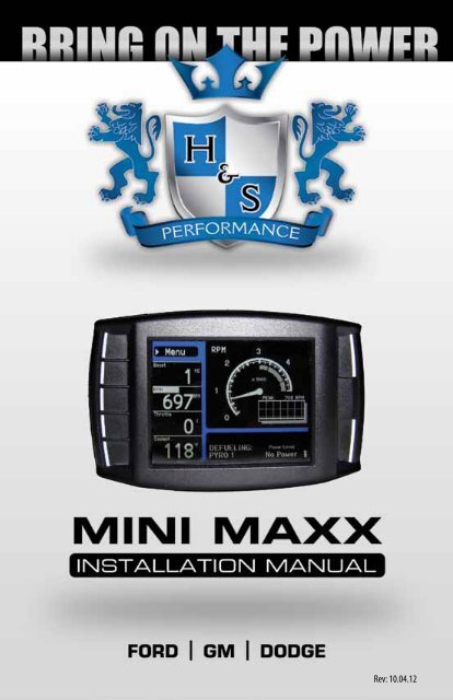 1-888-628-1730 • Mini Maxx Installation Manual 1 - H&amp;S Performance