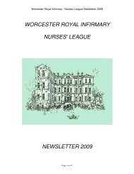 Noah's Ark Trust - Worcester Royal Infirmary Nurses League