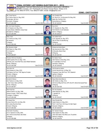 FINAL VOTERS' LIST BGMEA ELECTION 2011 - 2012 Bangladesh ...