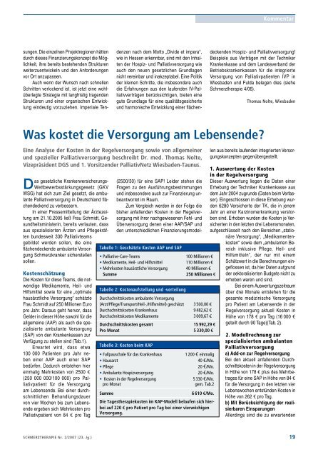 Schmerztherapie 2/2007 - Schmerz Therapie Deutsche Gesellschaft ...