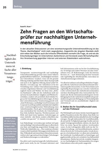 Zehn Fragen an den Wirtschafts- prüfer zur ... - Rudolf X. Ruter