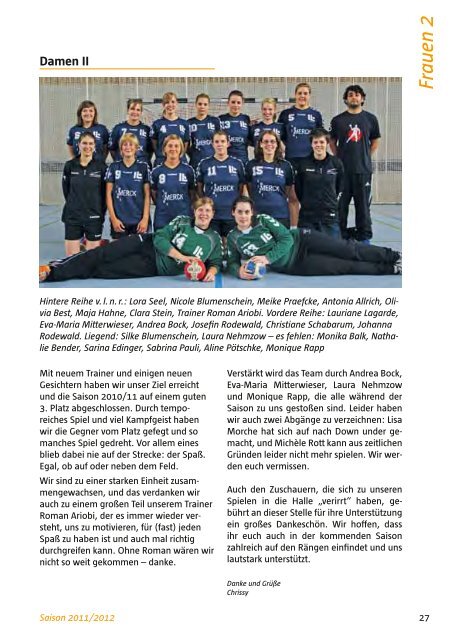Bessunger Handballer Saison 2011/2012 - TGB 1865 Darmstadt