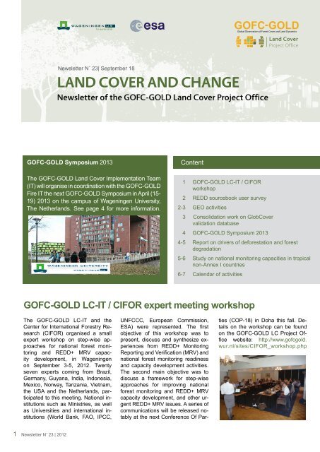 land cover and change - GOFC-GOLD LC-IT Office - Wageningen UR