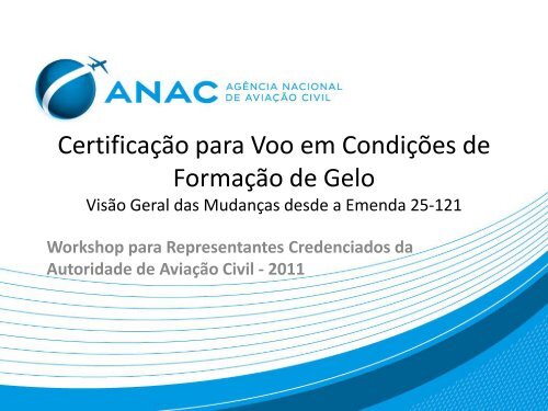 Certificação para Voo em Condições de Formação de Gelo - Anac