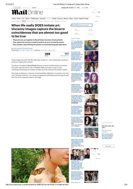Can Life Really Imitate Art Daily Mail Online Images, Photos, Reviews