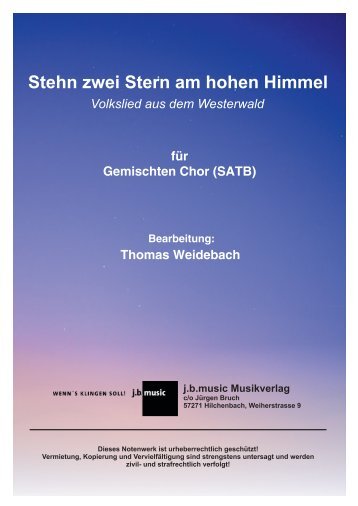 Stehn zwei Stern am hohen Himmel (SATB)