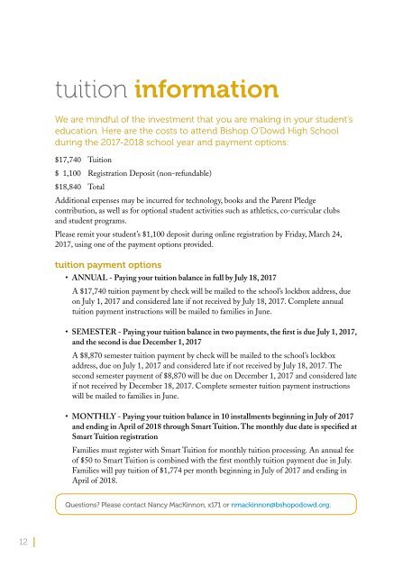 O'Dowd Transfer Students Enrollment Guide 