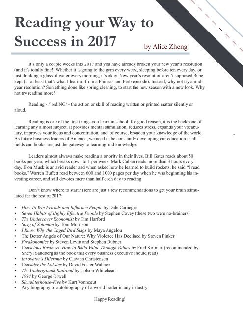 The Spotlight 2017 Late Winter/Early Spring Issue