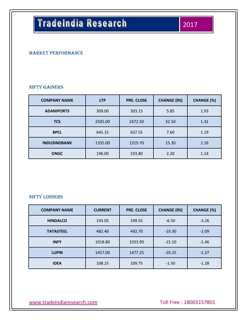 Equity Market Prediction Report for 8 March 2017 by TradeIndia Research