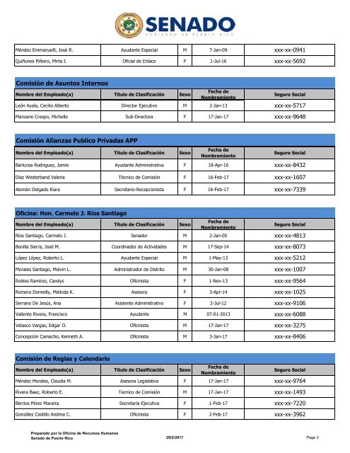 Roster Administrativo 2017