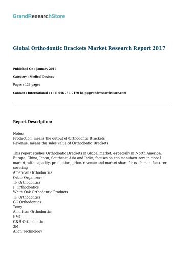 Global Orthodontic Brackets Market Research Report 2017