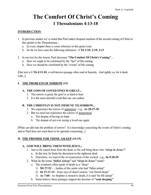 The First Epistle To The Thessalonians - Executable Outlines