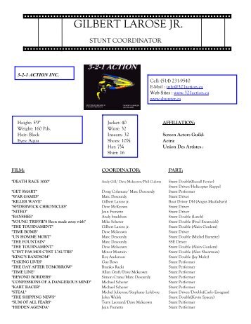 coordinating jobs - 3-2-1 Action inc.