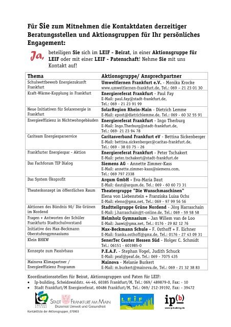 Sie zum Mitnehmen die Kontaktdaten derzeitiger - IP-Building.de