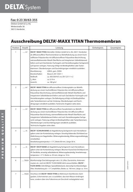 Verlegehinweise und Ausschreibungstexte DELTA®-MAXX TITAN ...