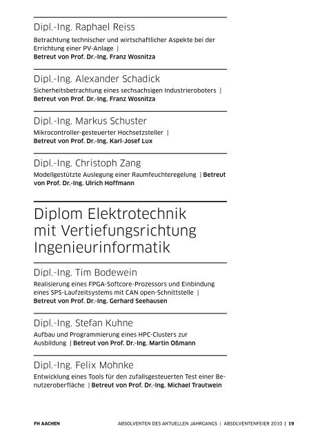 Festschrift 2010 - Alumni Blog - FH Aachen