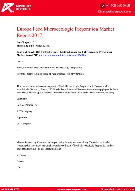 Europe-Feed-Microecologic-Preparation-Market-Report-2017