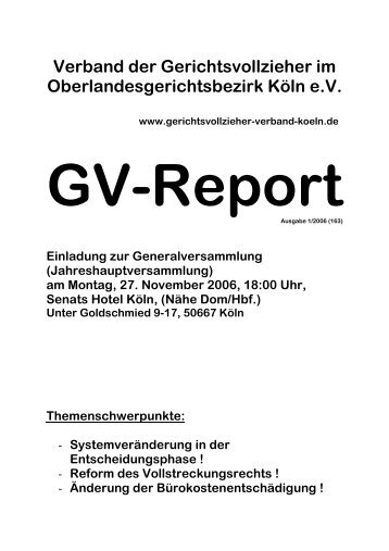 GV-Report 012006 Internetversion - Verband der Gerichtsvollzieher ...