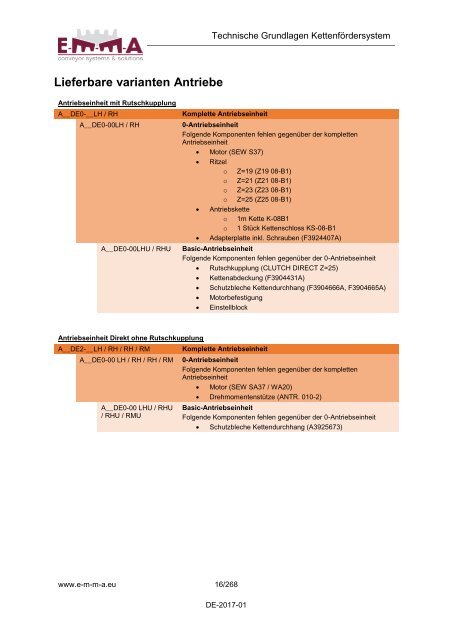 E-M-M-A Komponentenkatalog