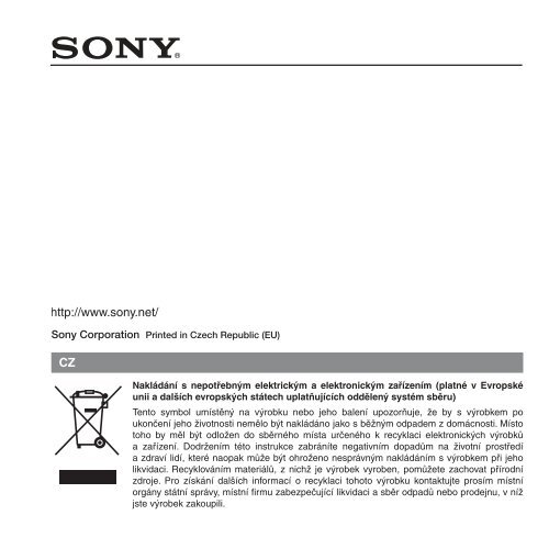 Sony NW-A806 - NW-A806 Istruzioni per l'uso Ceco