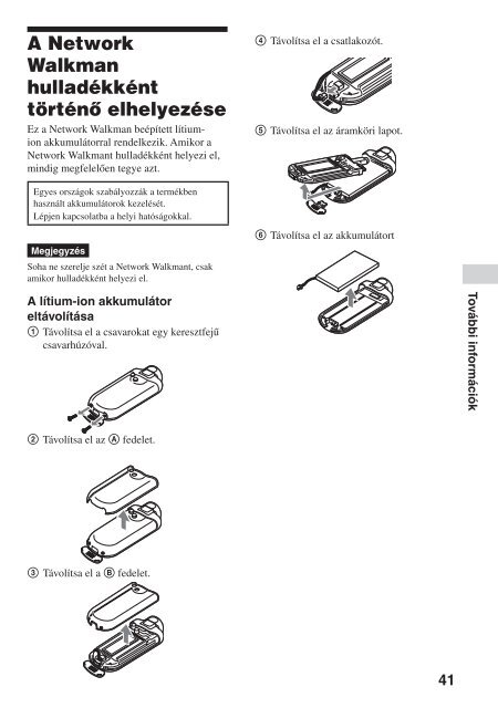 Sony NW-E405 - NW-E405 Istruzioni per l'uso Ungherese