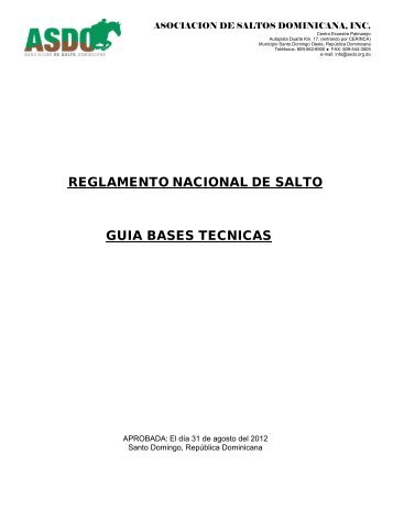 REGLAMENTO NACIONAL DE SALTO GUIA BASES TECNICAS