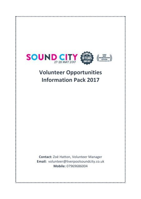 Volunteer Info Pack for Unis