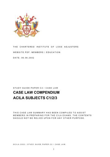 Case law compendium acila subjects c1/2/3 - CILA/The Chartered ...