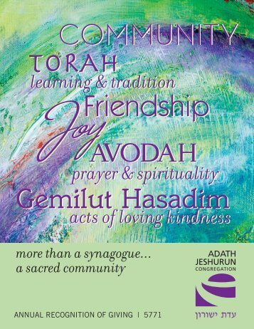 more than a synagogue... a sacred community - Adath Jeshurun ...