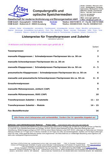 Faxbestellung - Computergrafik und optische Speichermedien